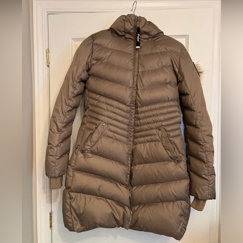 Pajar Women's Taupe down Parka with real fur hood
